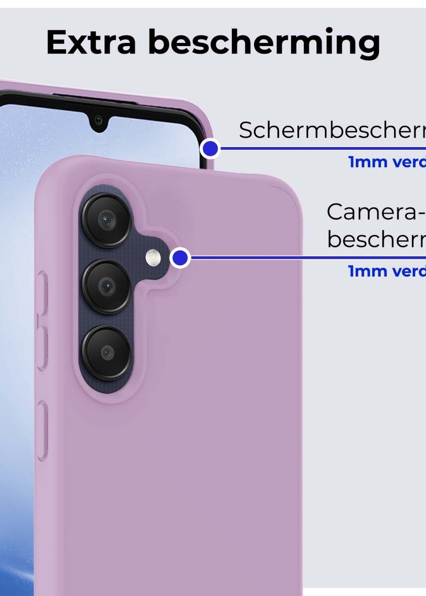 BTH Hoesje Geschikt voor Samsung A25 Hoesje Siliconen Case Hoes Met Screenprotector - Hoes Geschikt voor Samsung Galaxy A25 Hoes Cover Case - Lila