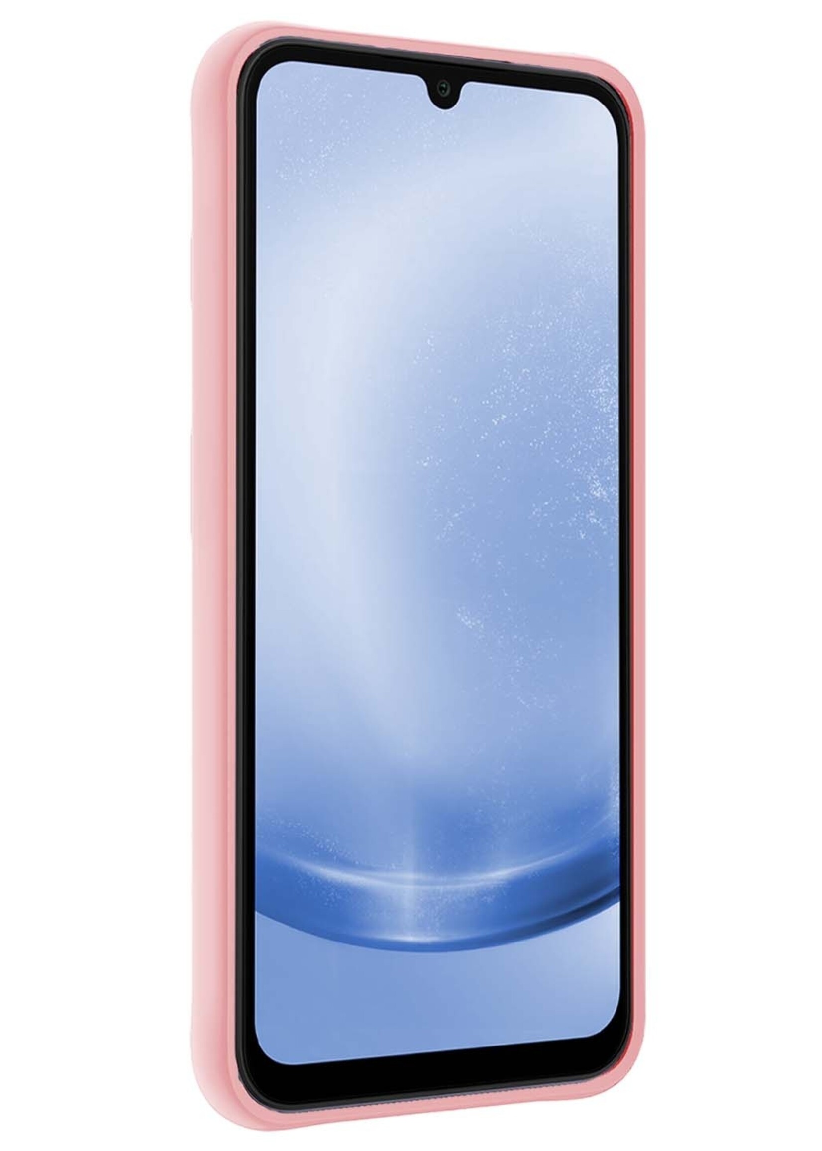 BTH Hoesje Geschikt voor Samsung A25 Hoesje Siliconen Case Hoes Met 2x Screenprotector - Hoes Geschikt voor Samsung Galaxy A25 Hoes Cover Case - Lichtroze