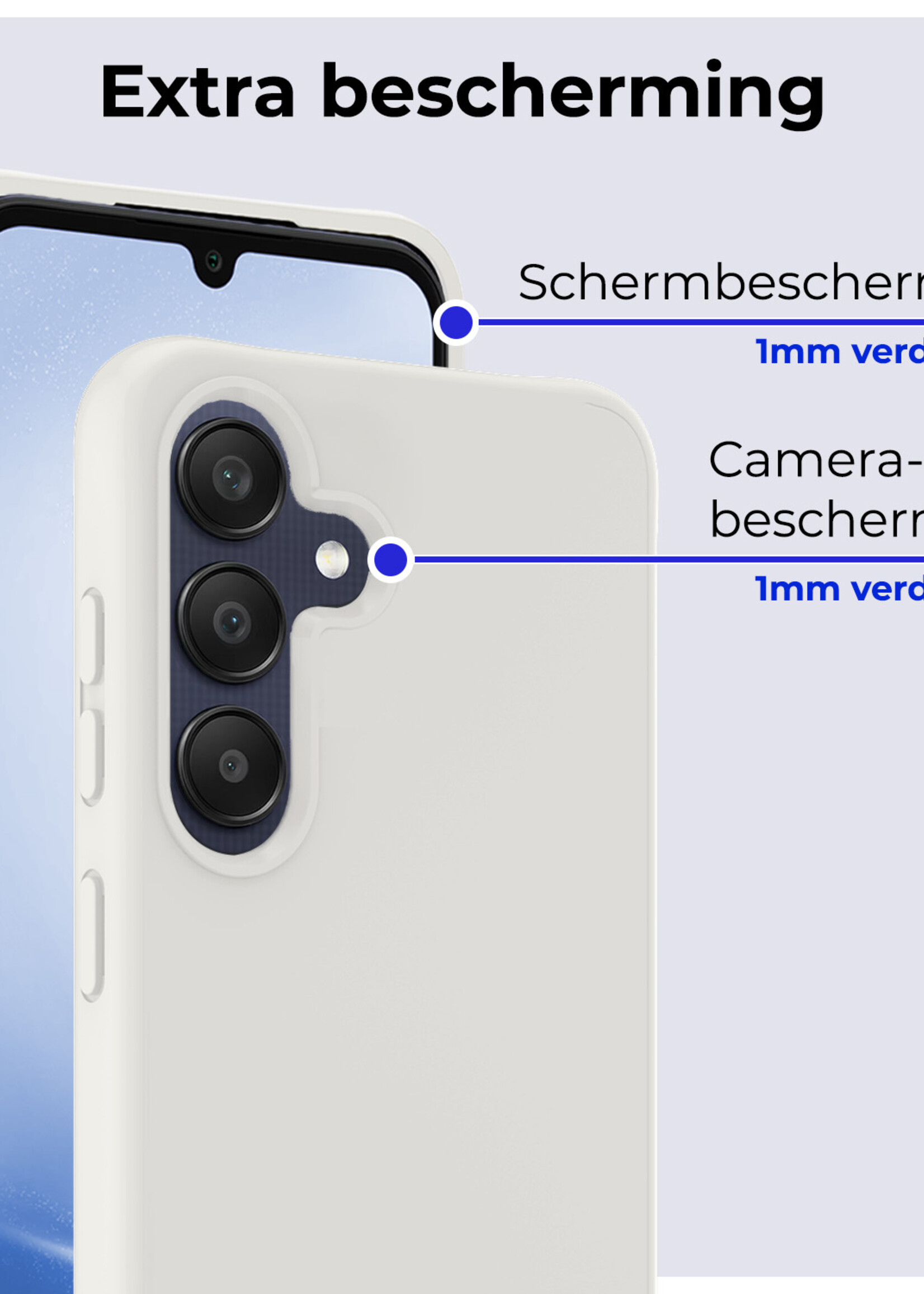 BTH Hoesje Geschikt voor Samsung A25 Hoesje Siliconen Case Hoes Met 2x Screenprotector - Hoes Geschikt voor Samsung Galaxy A25 Hoes Cover Case - Wit