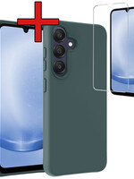 BTH BTH Samsung Galaxy A25 Hoesje Siliconen Met Screenprotector - Donkergroen