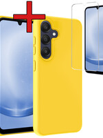 BTH BTH Samsung Galaxy A25 Hoesje Siliconen Met Screenprotector - Geel
