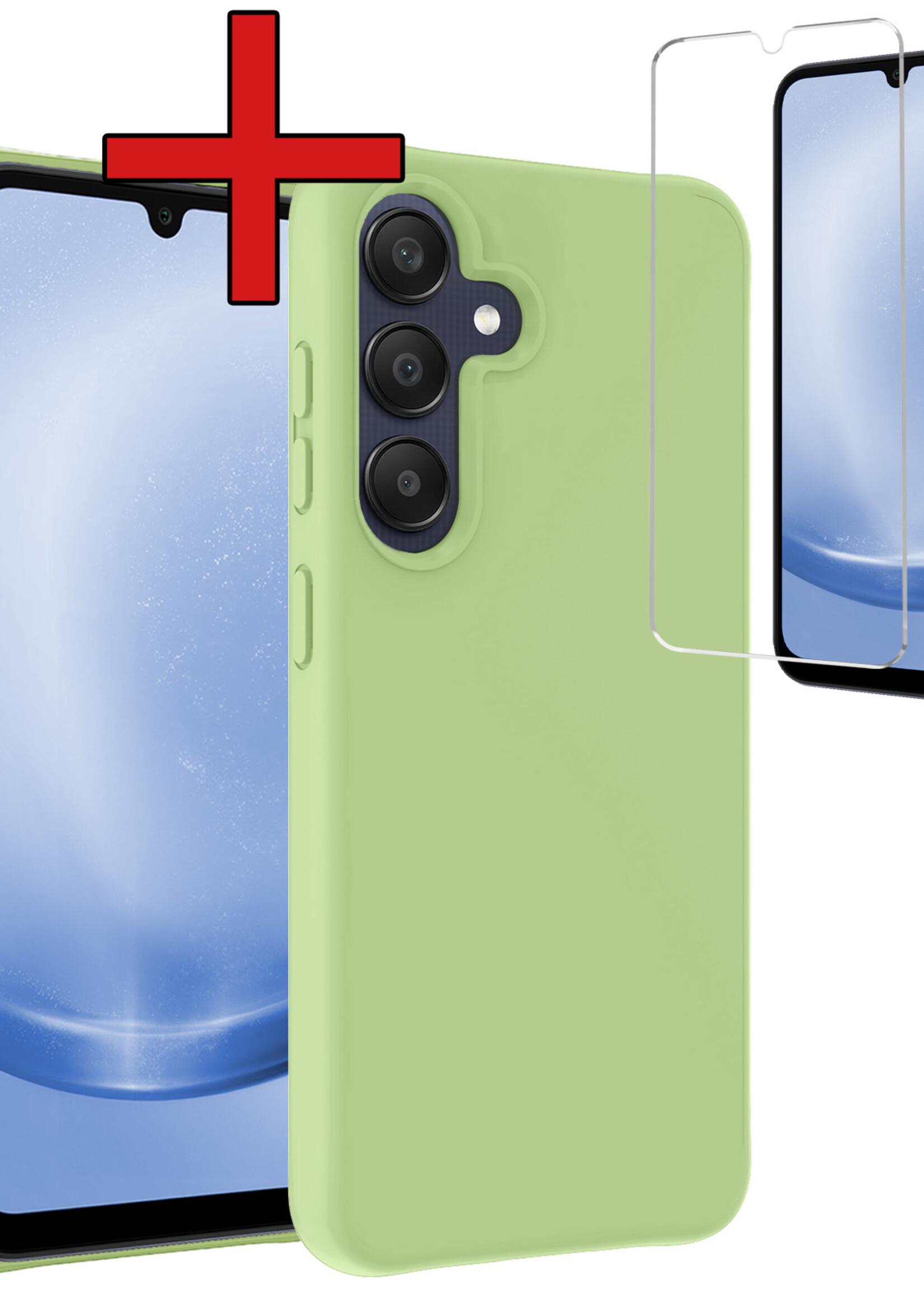 BTH Hoesje Geschikt voor Samsung A25 Hoesje Siliconen Case Hoes Met Screenprotector - Hoes Geschikt voor Samsung Galaxy A25 Hoes Cover Case - Groen