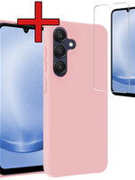 BTH BTH Samsung Galaxy A25 Hoesje Siliconen Met Screenprotector - Lichtroze