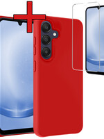 BTH BTH Samsung Galaxy A25 Hoesje Siliconen Met Screenprotector - Rood