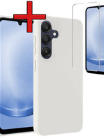 BTH BTH Samsung Galaxy A25 Hoesje Siliconen Met Screenprotector - Wit