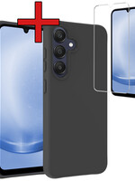 BTH BTH Samsung Galaxy A25 Hoesje Siliconen Met Screenprotector - Zwart