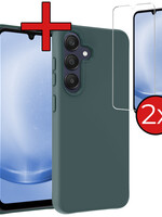 BTH BTH Samsung Galaxy A25 Hoesje Siliconen Met 2x Screenprotector - Donkergroen