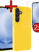 BTH BTH Samsung Galaxy A25 Hoesje Siliconen Met 2x Screenprotector - Geel