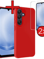 BTH BTH Samsung Galaxy A25 Hoesje Siliconen Met 2x Screenprotector - Rood