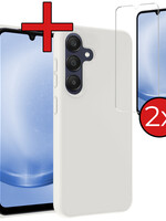 BTH BTH Samsung Galaxy A25 Hoesje Siliconen Met 2x Screenprotector - Wit