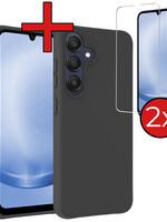 BTH BTH Samsung Galaxy A25 Hoesje Siliconen Met 2x Screenprotector - Zwart