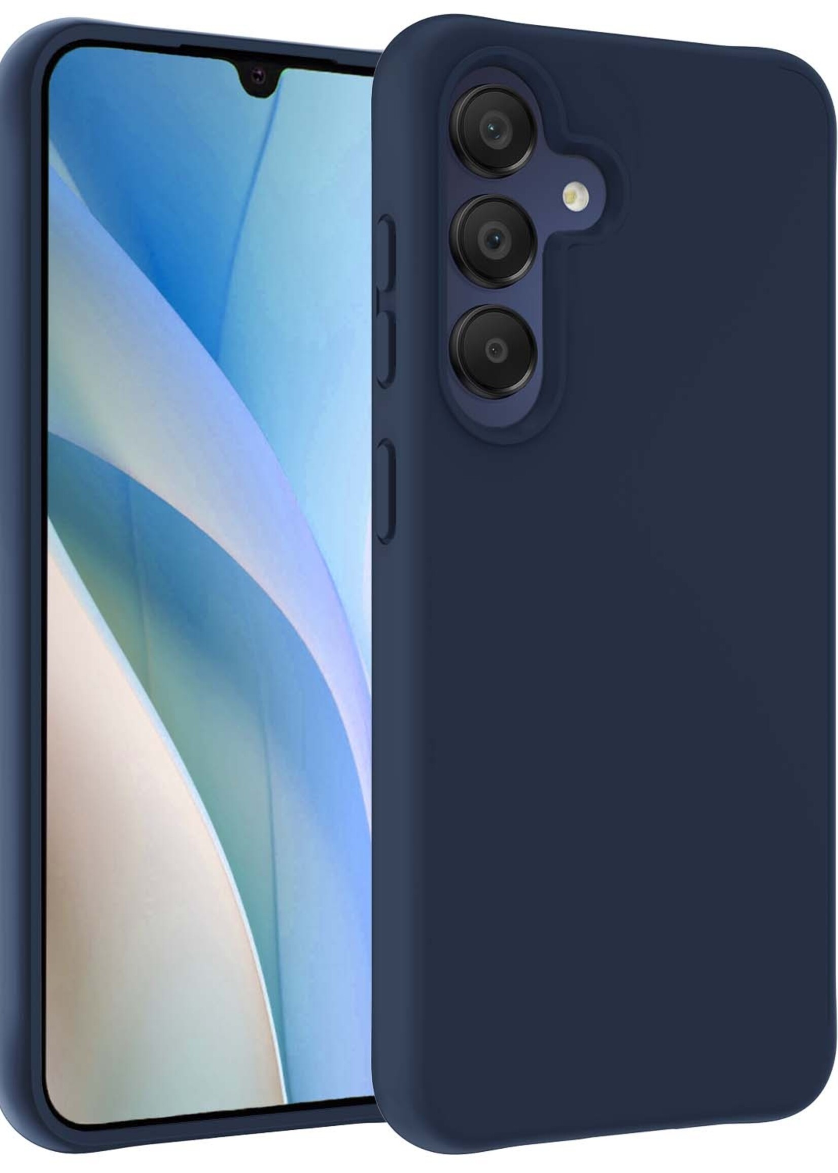 BTH Hoesje Geschikt voor Samsung A15 Hoesje Siliconen Case Hoes - Hoes Geschikt voor Samsung Galaxy A15 Hoes Cover Case - Donkerblauw