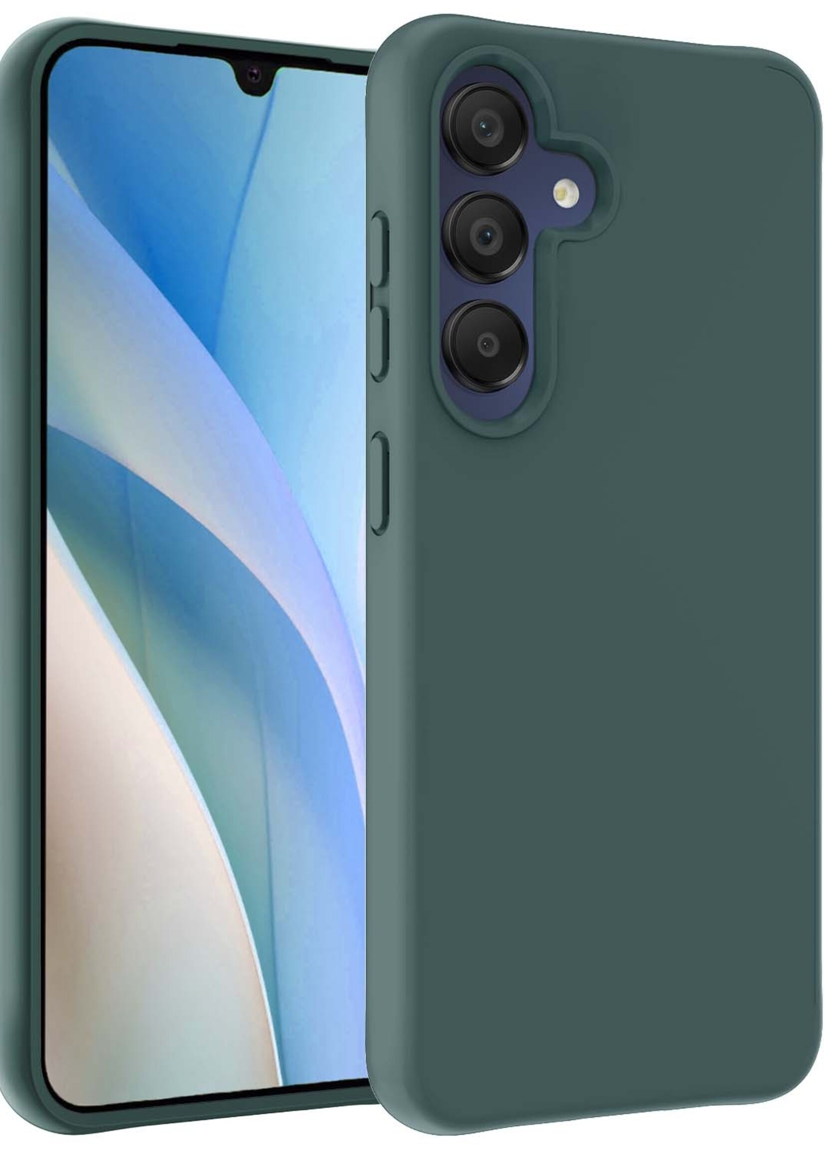 BTH Hoesje Geschikt voor Samsung A15 Hoesje Siliconen Case Hoes - Hoes Geschikt voor Samsung Galaxy A15 Hoes Cover Case - Donkergroen