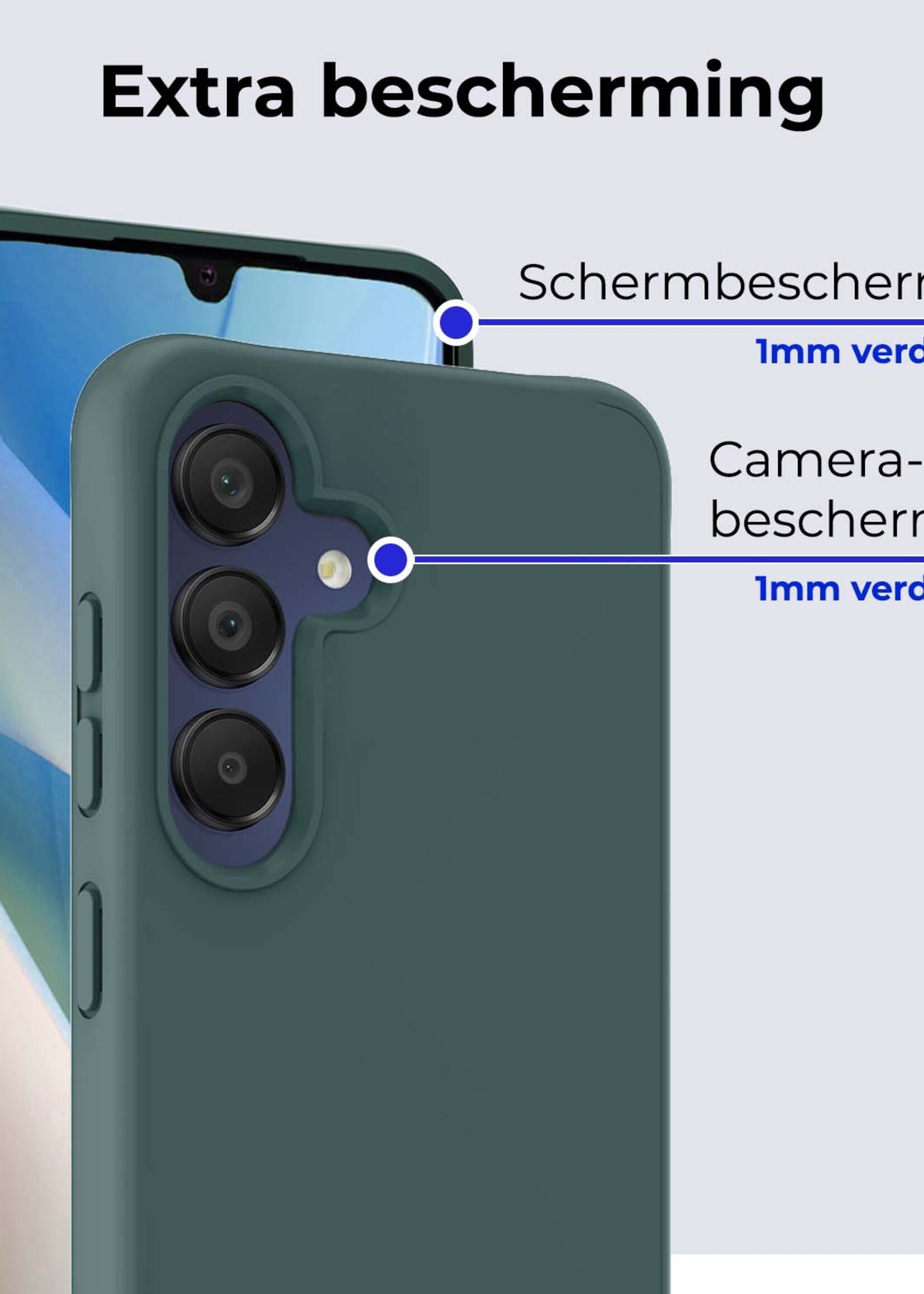BTH Hoesje Geschikt voor Samsung A15 Hoesje Siliconen Case Hoes - Hoes Geschikt voor Samsung Galaxy A15 Hoes Cover Case - Donkergroen