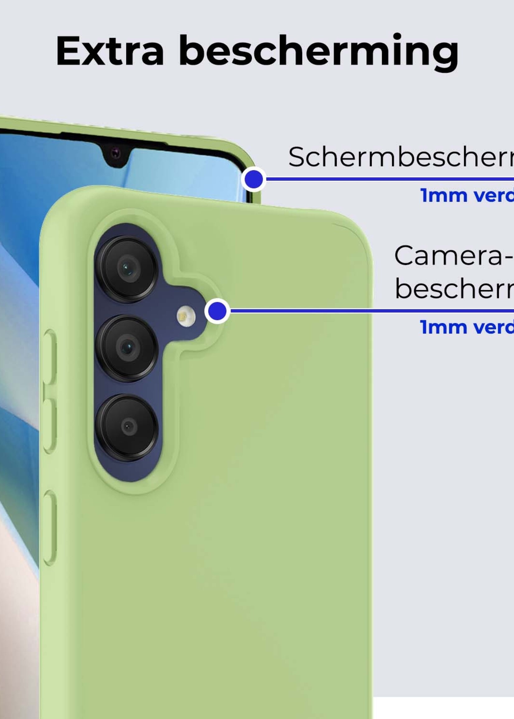BTH Hoesje Geschikt voor Samsung A15 Hoesje Siliconen Case Hoes - Hoes Geschikt voor Samsung Galaxy A15 Hoes Cover Case - Groen