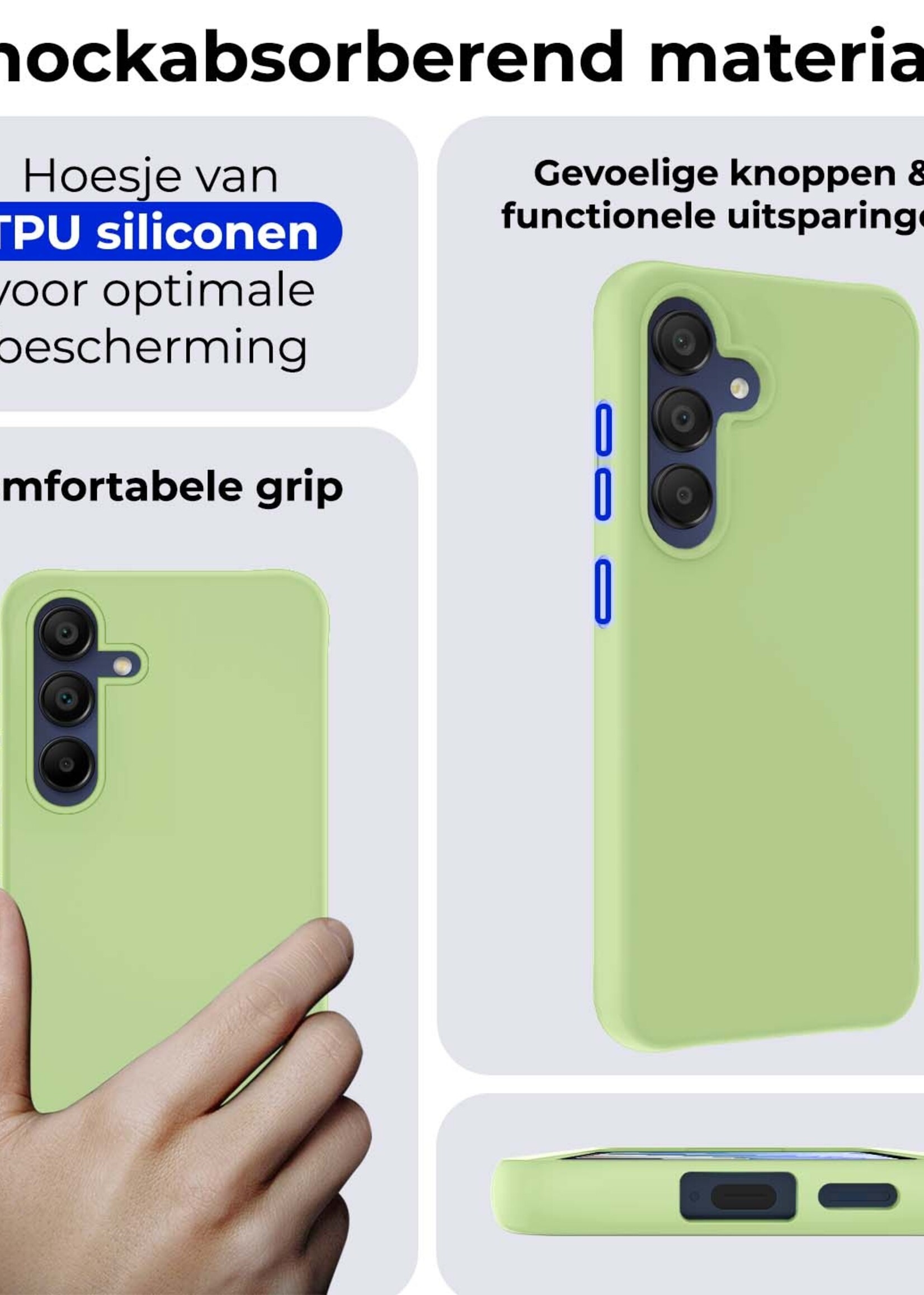 BTH Hoesje Geschikt voor Samsung A15 Hoesje Siliconen Case Hoes - Hoes Geschikt voor Samsung Galaxy A15 Hoes Cover Case - Groen