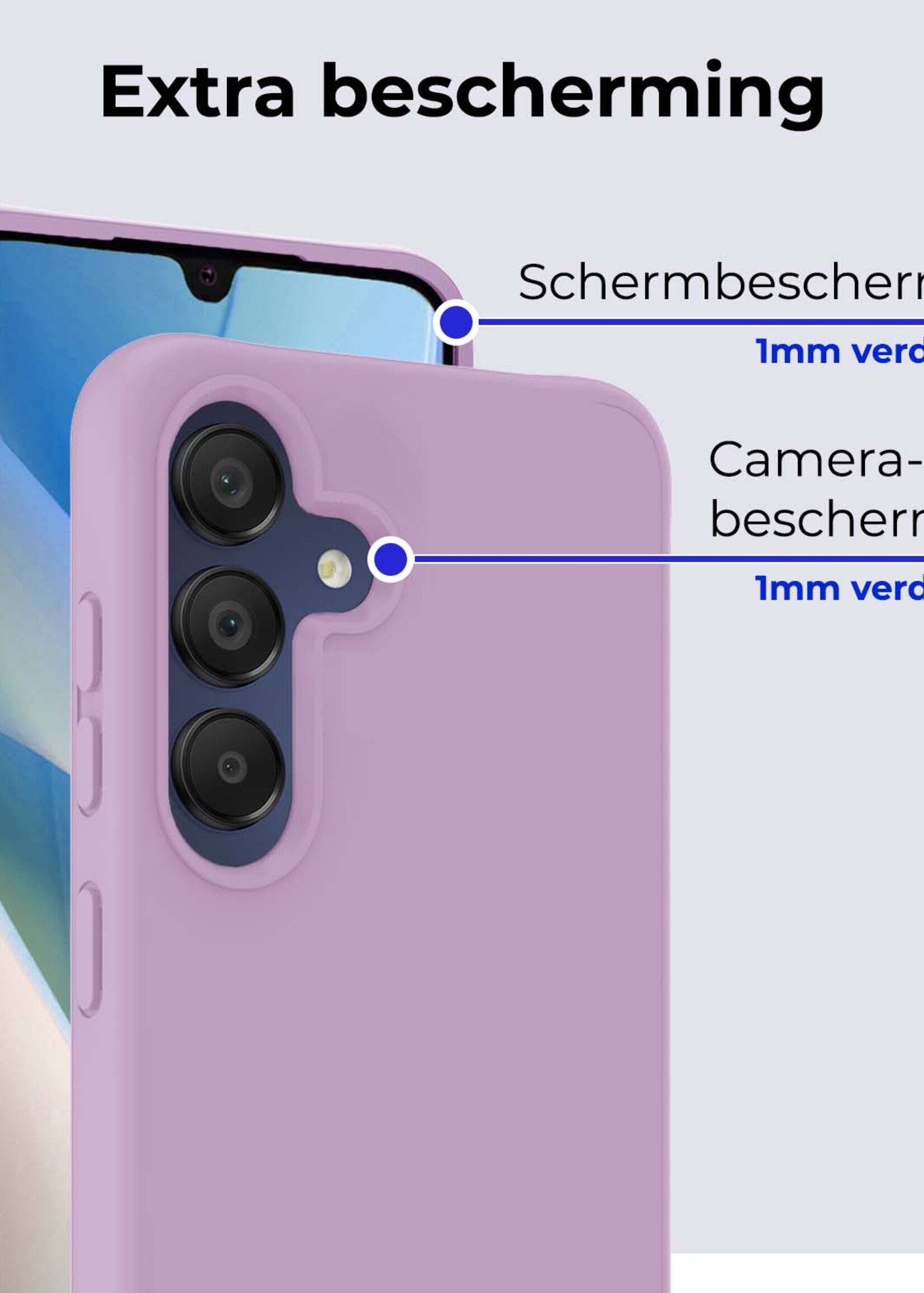BTH Hoesje Geschikt voor Samsung A15 Hoesje Siliconen Case Hoes - Hoes Geschikt voor Samsung Galaxy A15 Hoes Cover Case - Lila