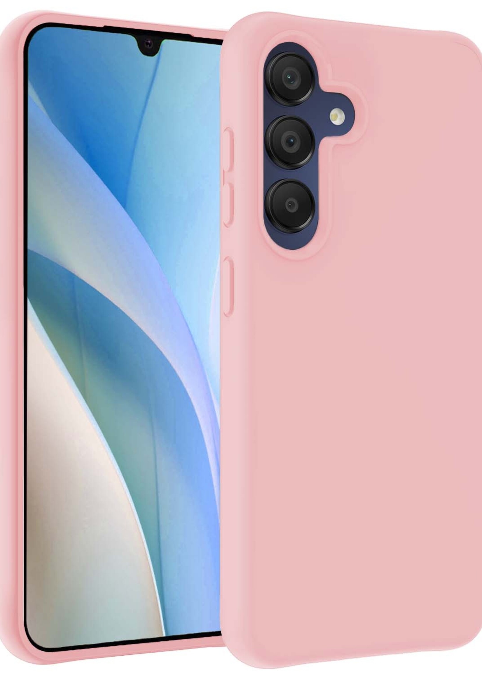 BTH Hoesje Geschikt voor Samsung A15 Hoesje Siliconen Case Hoes - Hoes Geschikt voor Samsung Galaxy A15 Hoes Cover Case - Lichtroze