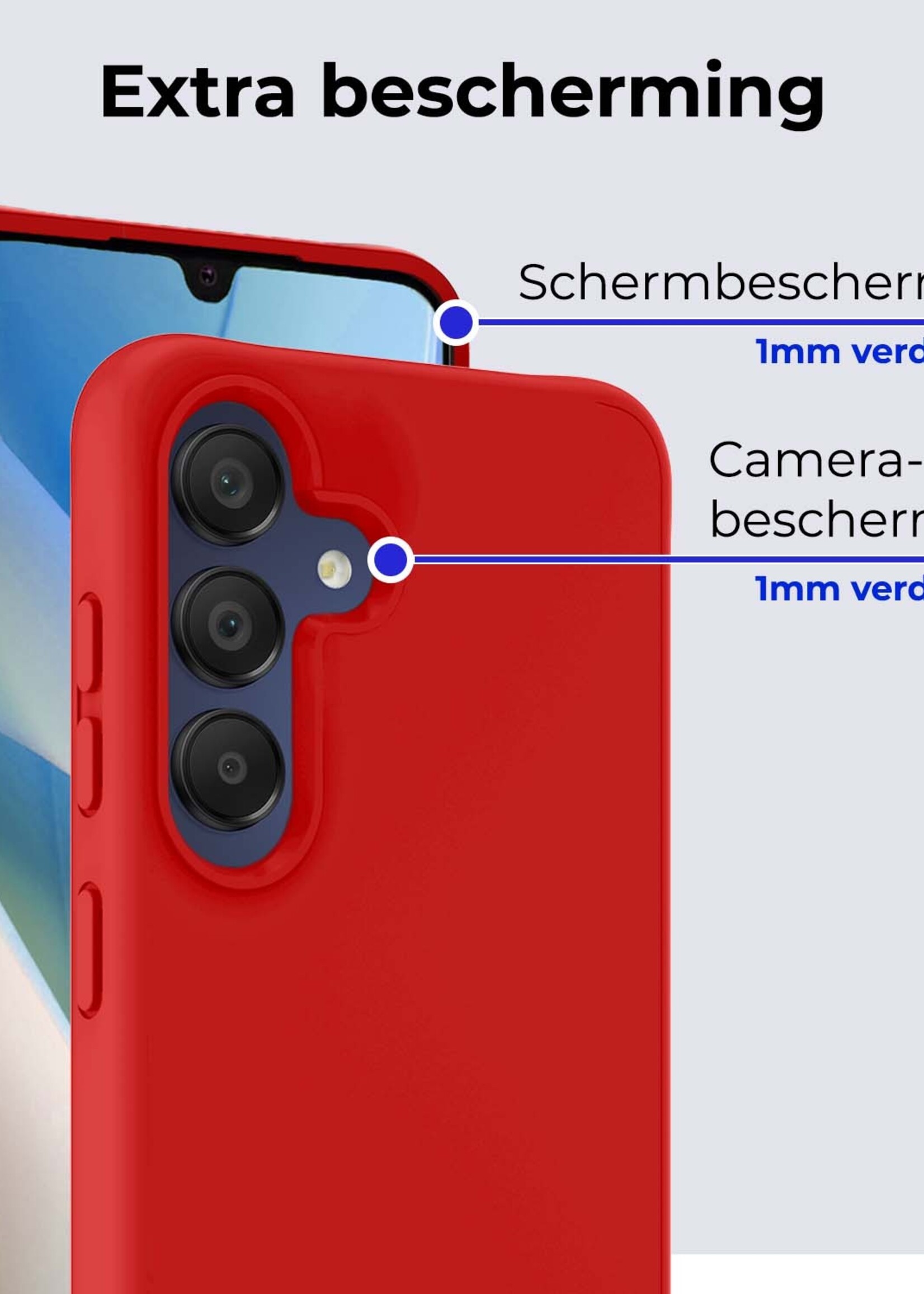 BTH Hoesje Geschikt voor Samsung A15 Hoesje Siliconen Case Hoes - Hoes Geschikt voor Samsung Galaxy A15 Hoes Cover Case - Rood