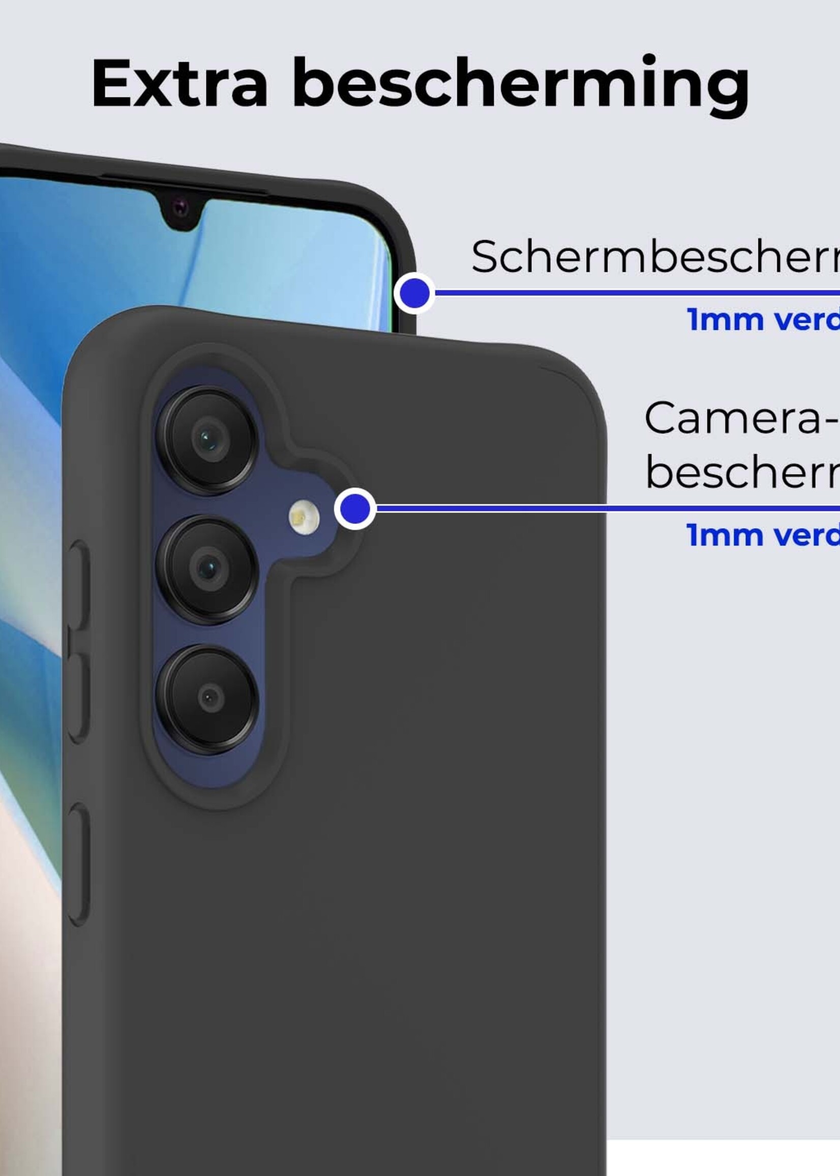BTH Hoesje Geschikt voor Samsung A15 Hoesje Siliconen Case Hoes - Hoes Geschikt voor Samsung Galaxy A15 Hoes Cover Case - Zwart