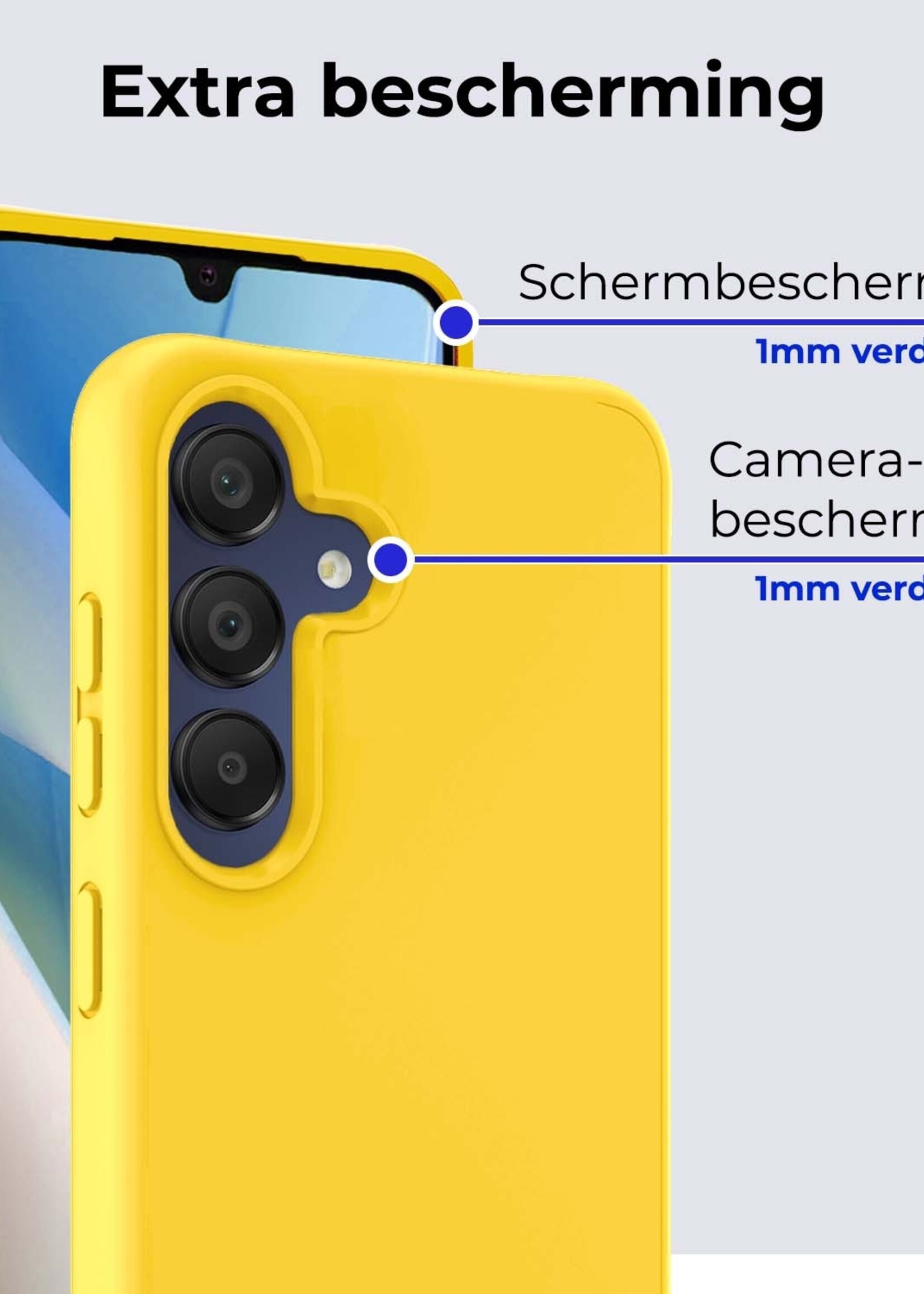 BTH Hoesje Geschikt voor Samsung A15 Hoesje Siliconen Case Hoes - Hoes Geschikt voor Samsung Galaxy A15 Hoes Cover Case - Geel - 2 PACK