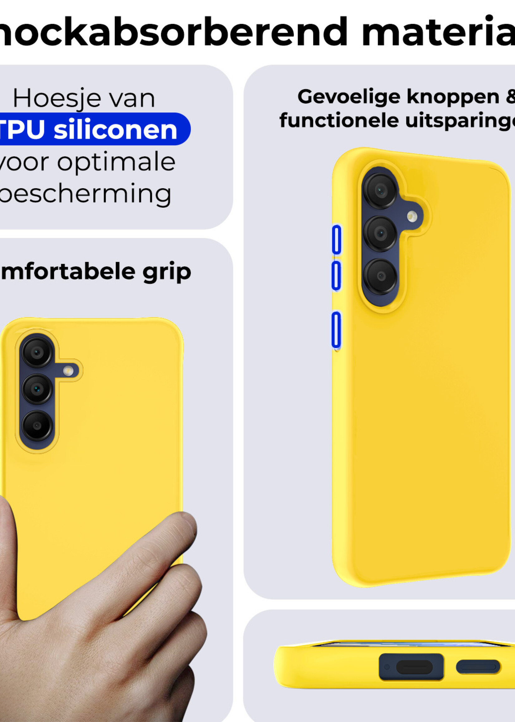 BTH Hoesje Geschikt voor Samsung A15 Hoesje Siliconen Case Hoes - Hoes Geschikt voor Samsung Galaxy A15 Hoes Cover Case - Geel - 2 PACK