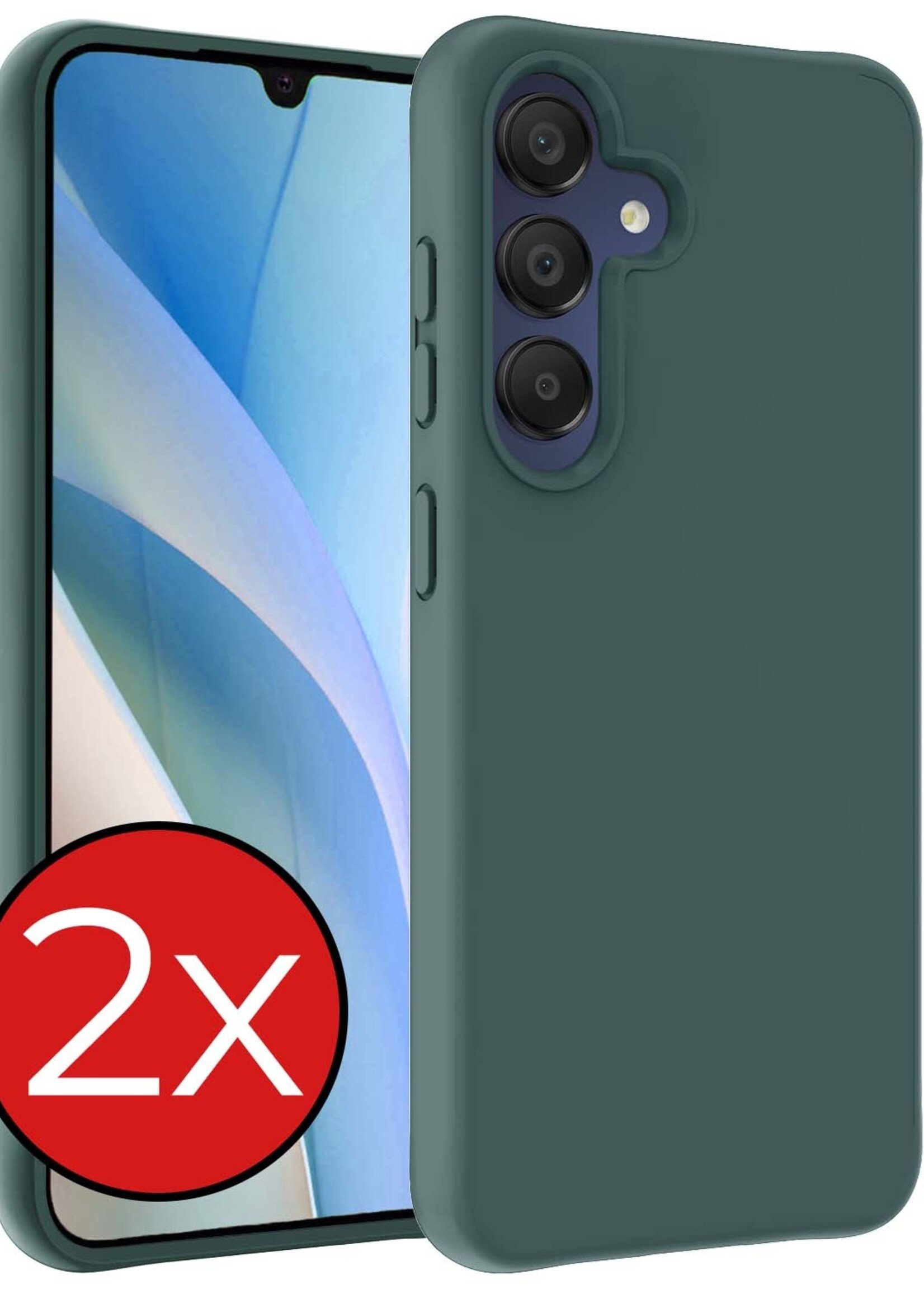 BTH Hoesje Geschikt voor Samsung A15 Hoesje Siliconen Case Hoes - Hoes Geschikt voor Samsung Galaxy A15 Hoes Cover Case - Donkergroen - 2 PACK