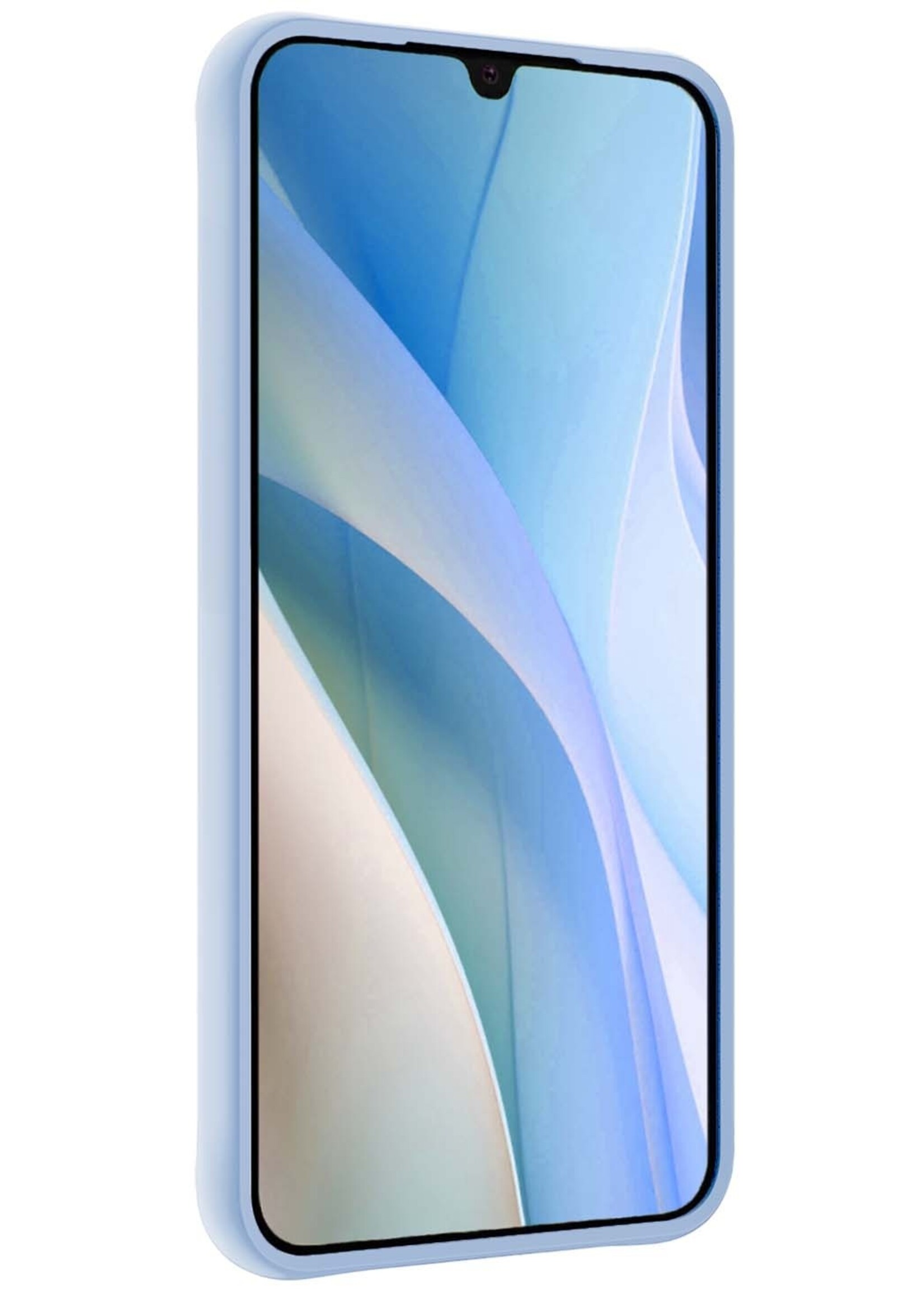 BTH Hoesje Geschikt voor Samsung A15 Hoesje Siliconen Case Hoes Met Screenprotector - Hoes Geschikt voor Samsung Galaxy A15 Hoes Cover Case - Lichtblauw