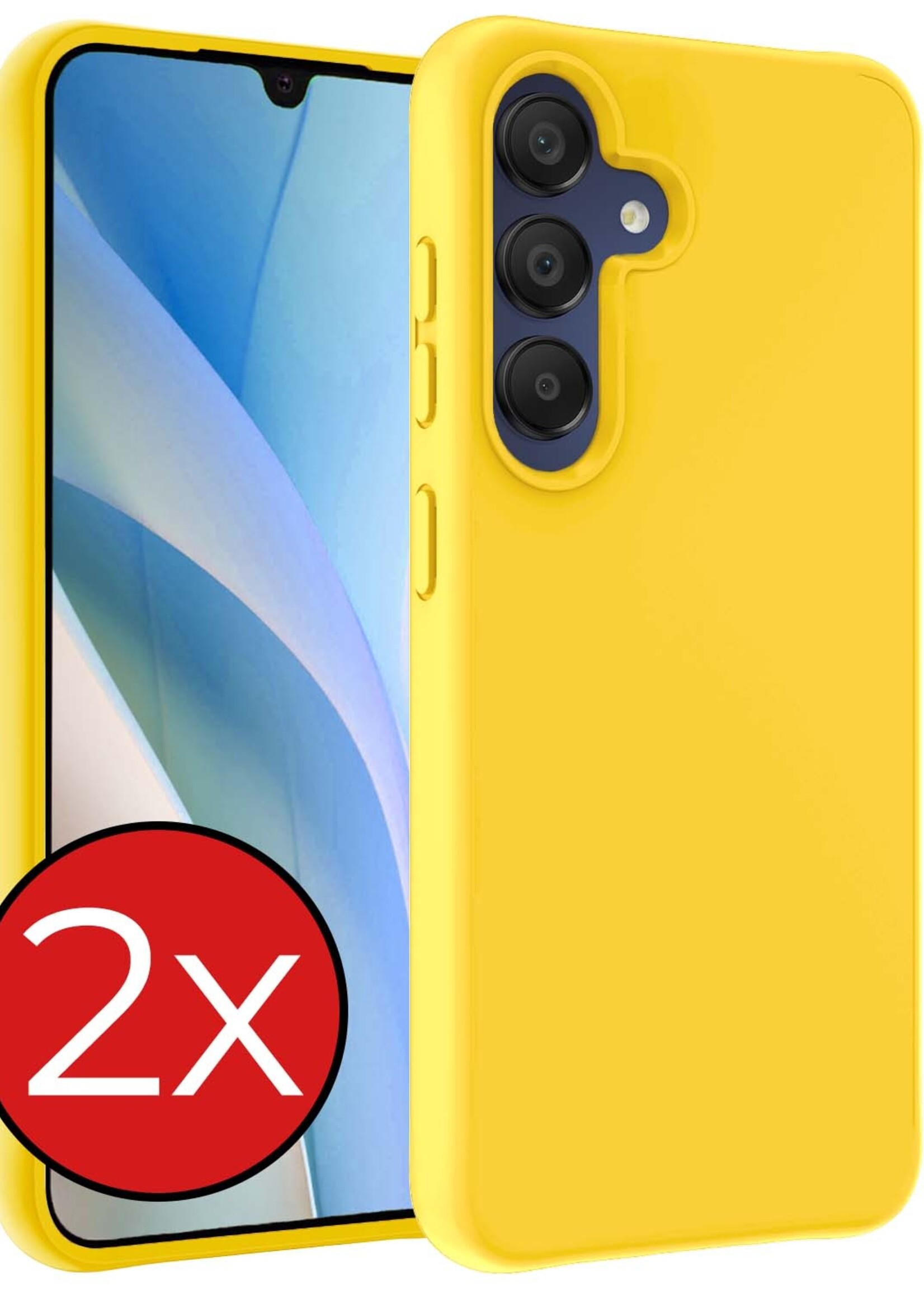 BTH Hoesje Geschikt voor Samsung A15 Hoesje Siliconen Case Hoes - Hoes Geschikt voor Samsung Galaxy A15 Hoes Cover Case - Geel - 2 PACK
