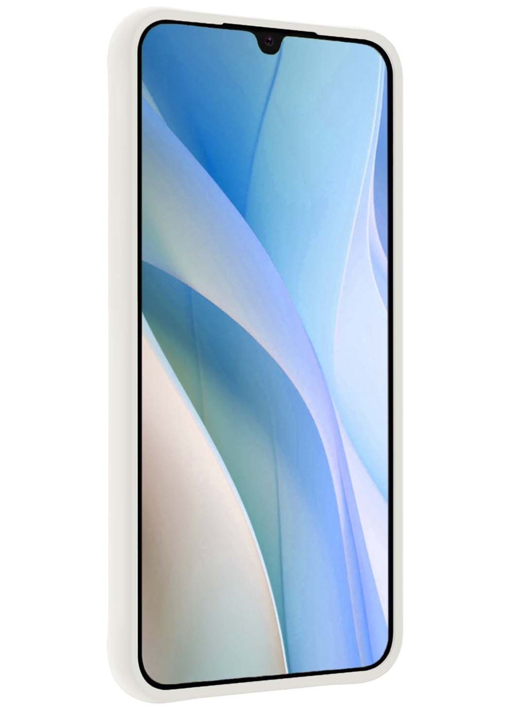 BTH Hoesje Geschikt voor Samsung A15 Hoesje Siliconen Case Hoes Met Screenprotector - Hoes Geschikt voor Samsung Galaxy A15 Hoes Cover Case - Wit