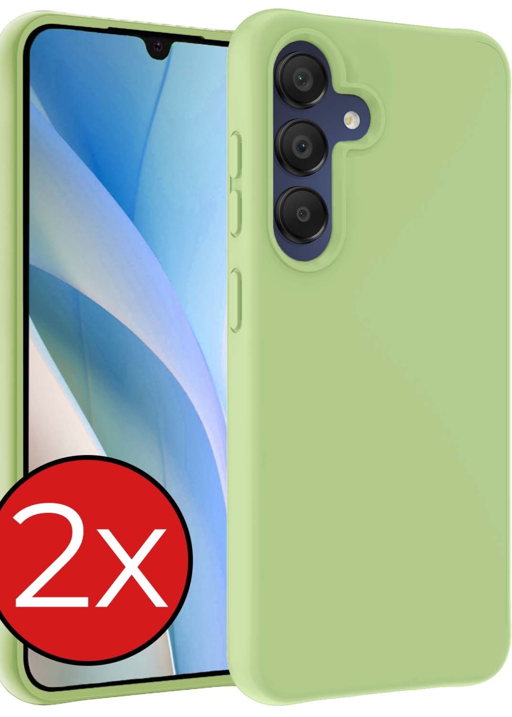 BTH Hoesje Geschikt voor Samsung A15 Hoesje Siliconen Case Hoes - Hoes Geschikt voor Samsung Galaxy A15 Hoes Cover Case - Groen - 2 PACK