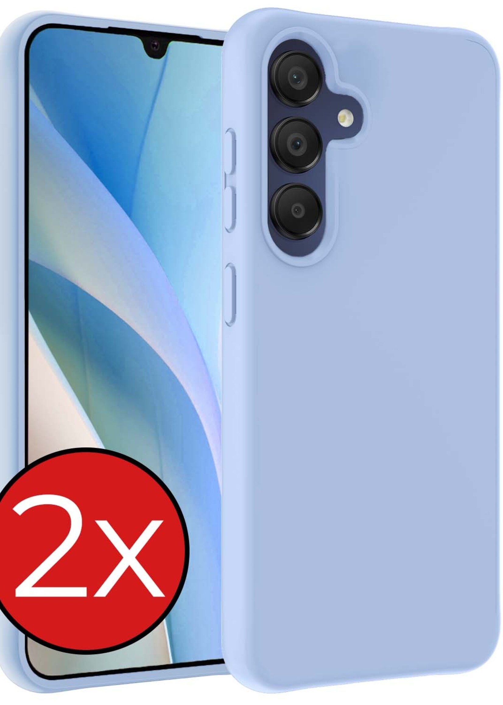 BTH Hoesje Geschikt voor Samsung A15 Hoesje Siliconen Case Hoes - Hoes Geschikt voor Samsung Galaxy A15 Hoes Cover Case - Lichtblauw - 2 PACK