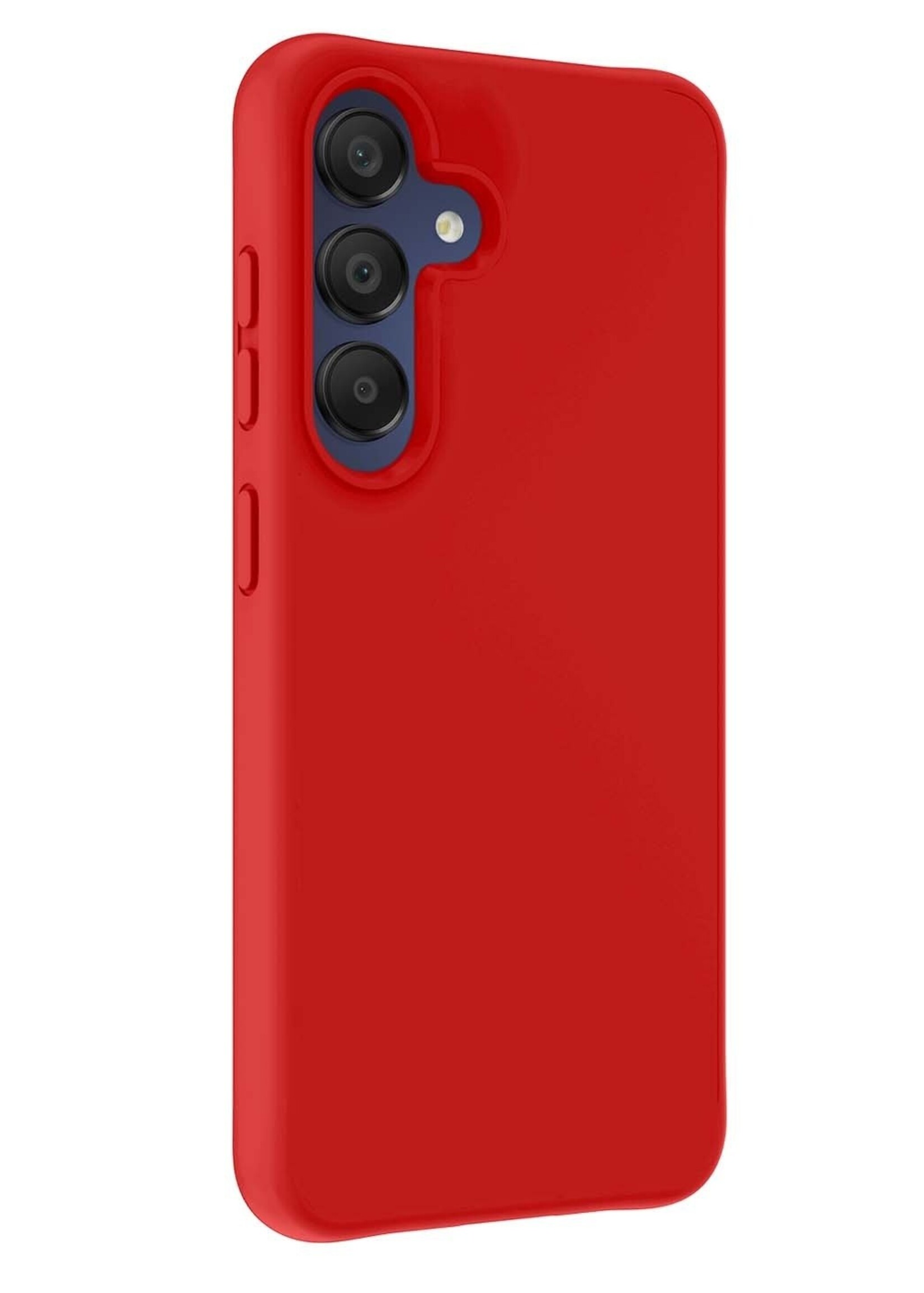 BTH Hoesje Geschikt voor Samsung A15 Hoesje Siliconen Case Hoes Met 2x Screenprotector - Hoes Geschikt voor Samsung Galaxy A15 Hoes Cover Case - Rood