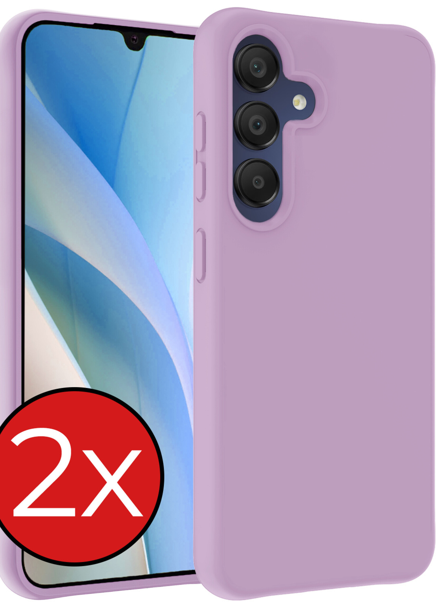 BTH Hoesje Geschikt voor Samsung A15 Hoesje Siliconen Case Hoes - Hoes Geschikt voor Samsung Galaxy A15 Hoes Cover Case - Lila - 2 PACK