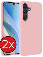 BTH BTH Samsung Galaxy A15 Hoesje Siliconen - Lichtroze - 2 PACK