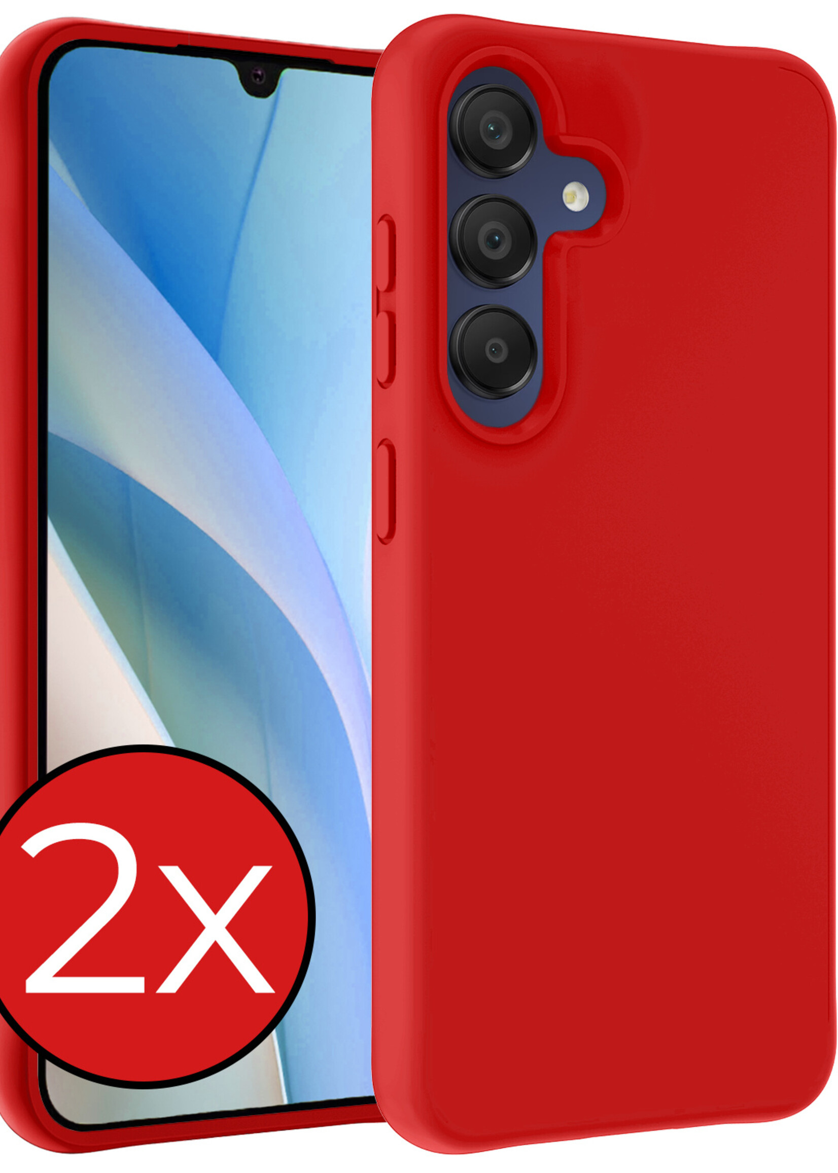 BTH Hoesje Geschikt voor Samsung A15 Hoesje Siliconen Case Hoes - Hoes Geschikt voor Samsung Galaxy A15 Hoes Cover Case - Rood - 2 PACK
