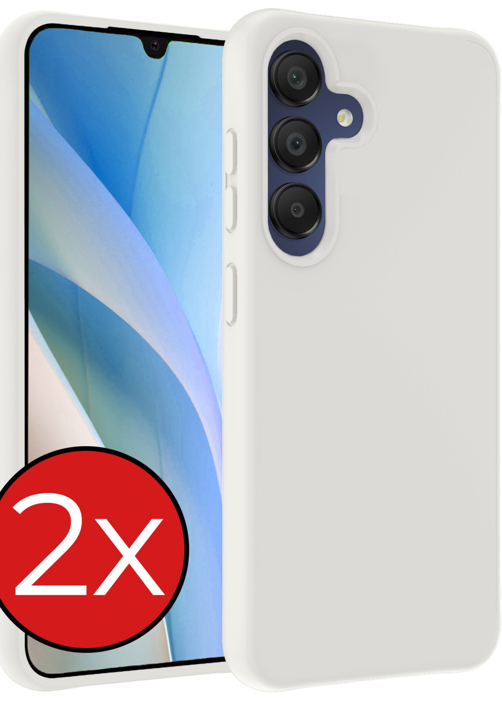 BTH Hoesje Geschikt voor Samsung A15 Hoesje Siliconen Case Hoes - Hoes Geschikt voor Samsung Galaxy A15 Hoes Cover Case - Wit - 2 PACK