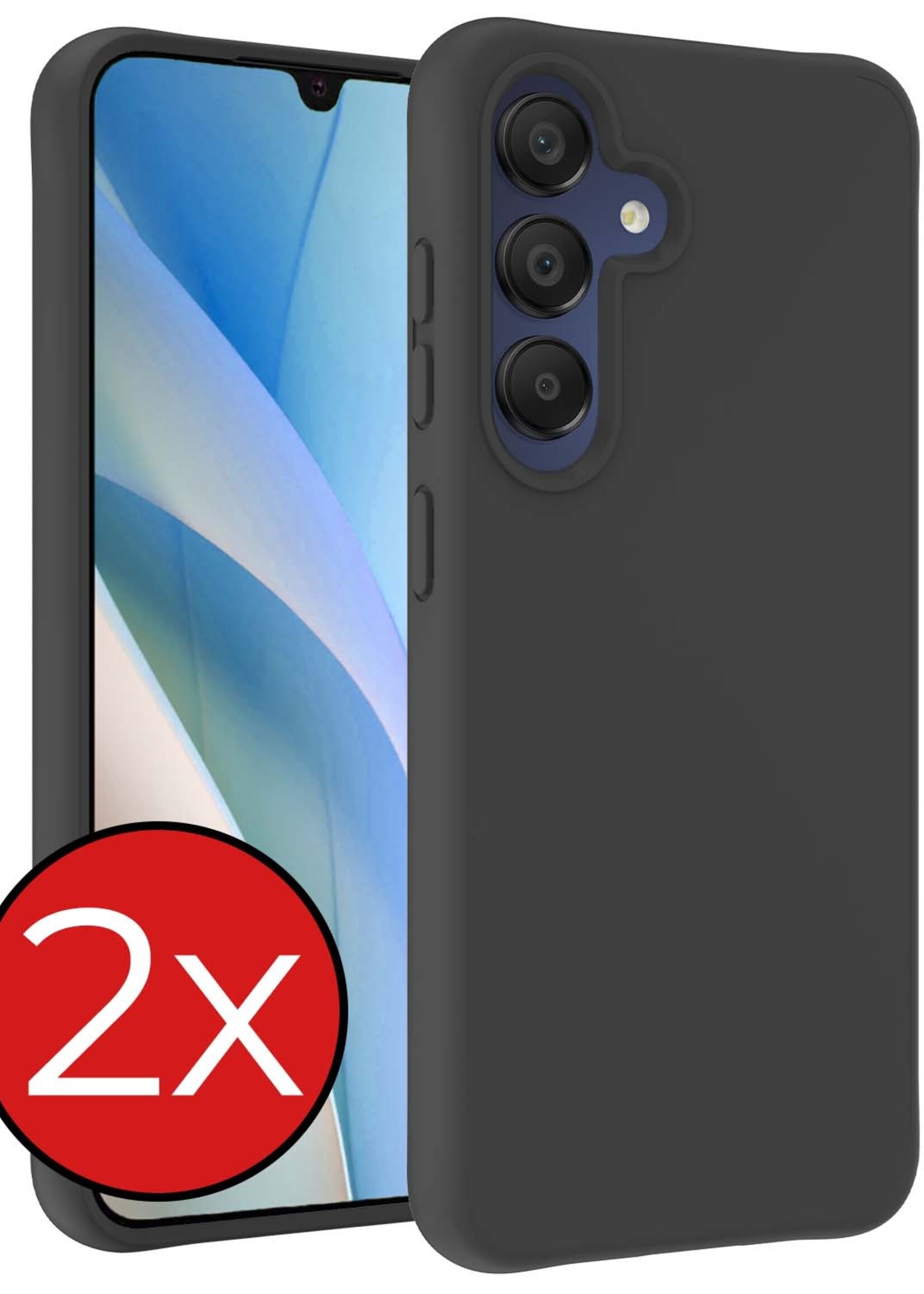 BTH Hoesje Geschikt voor Samsung A15 Hoesje Siliconen Case Hoes - Hoes Geschikt voor Samsung Galaxy A15 Hoes Cover Case - Zwart - 2 PACK