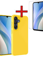 BTH BTH Samsung Galaxy A15 Hoesje Siliconen Met Screenprotector - Geel