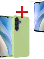 BTH BTH Samsung Galaxy A15 Hoesje Siliconen Met Screenprotector - Groen