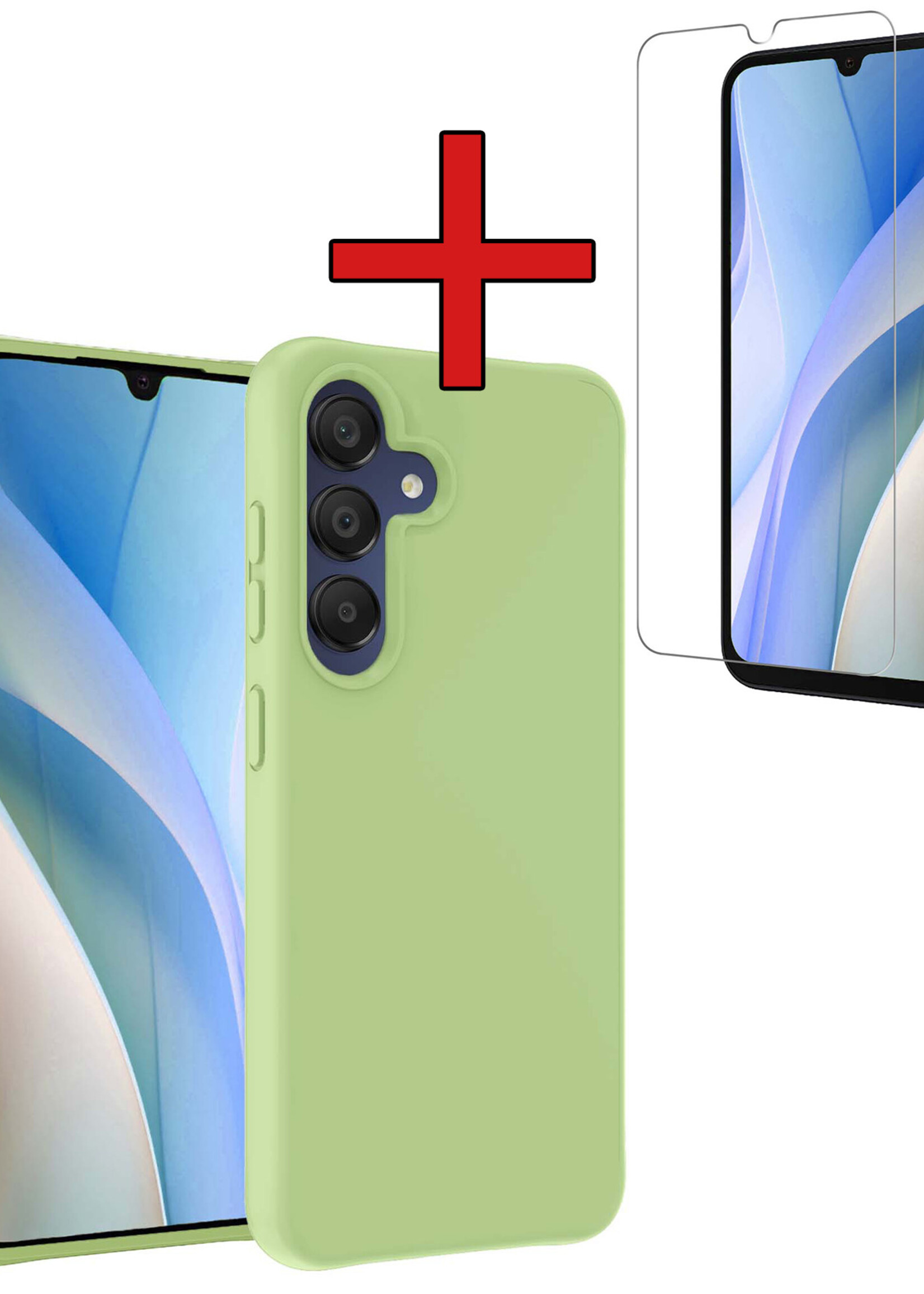 BTH Hoesje Geschikt voor Samsung A15 Hoesje Siliconen Case Hoes Met Screenprotector - Hoes Geschikt voor Samsung Galaxy A15 Hoes Cover Case - Groen