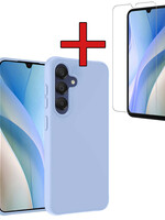 BTH BTH Samsung Galaxy A15 Hoesje Siliconen Met Screenprotector - Lichtblauw