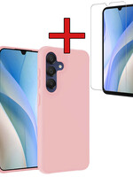 BTH BTH Samsung Galaxy A15 Hoesje Siliconen Met Screenprotector - Lichtroze