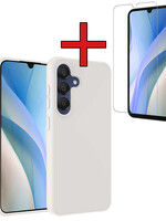 BTH BTH Samsung Galaxy A15 Hoesje Siliconen Met Screenprotector - Wit