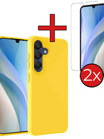 BTH BTH Samsung Galaxy A15 Hoesje Siliconen Met 2x Screenprotector - Geel