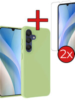 BTH BTH Samsung Galaxy A15 Hoesje Siliconen Met 2x Screenprotector - Groen
