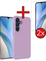 BTH BTH Samsung Galaxy A15 Hoesje Siliconen Met 2x Screenprotector - Lila