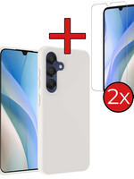 BTH BTH Samsung Galaxy A15 Hoesje Siliconen Met 2x Screenprotector - Wit