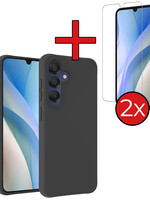 BTH BTH Samsung Galaxy A15 Hoesje Siliconen Met 2x Screenprotector - Zwart