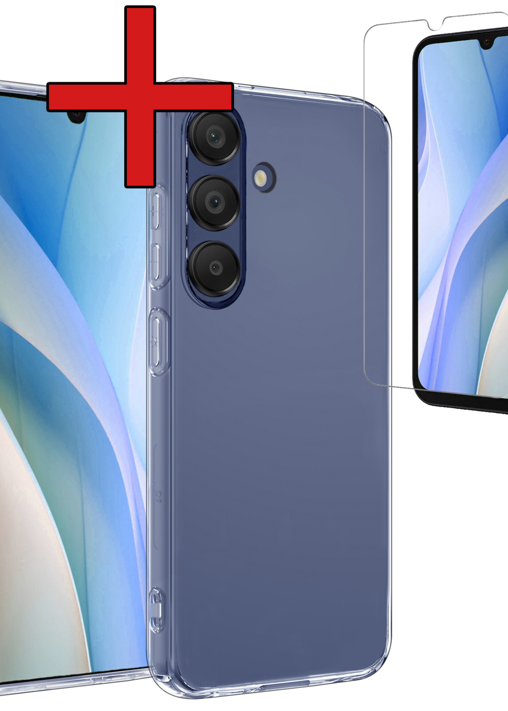 BTH Hoesje Geschikt voor Samsung A15 Hoesje Siliconen Case Hoes Met Screenprotector - Hoes Geschikt voor Samsung Galaxy A15 Hoes Cover Case - Transparant
